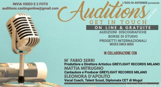 Mesagne (Br). “ AUDITIONS GET IN TOUCH “Audizioni Gratuite di CANTO MUSICA DANZA MODA