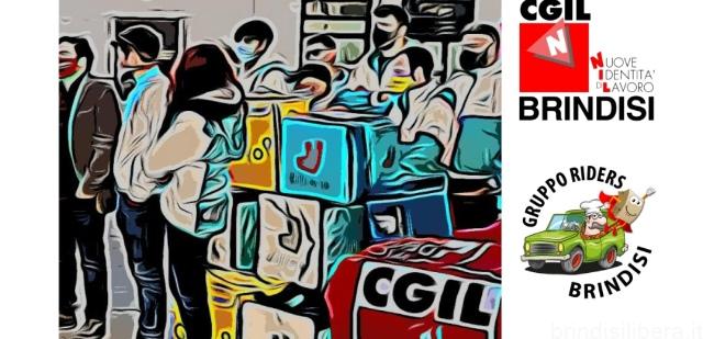 GRUPPO RIDER BRINDISI:Da oggi anche a Brindisi la Cgil NIdiL ed il Gruppo Rider hanno iniziato a distribuire ai propri clienti, un volantino in cui gli utenti che hanno apprezzato il servizio di consegne a domicilio