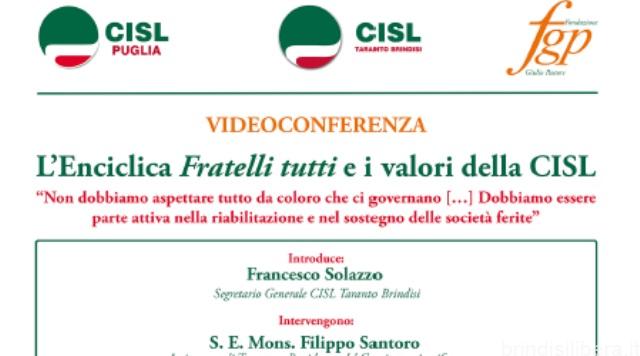 Brindisi.WEBINAR DELLA CISL SULL’ENCICLICA FRATELLI TUTTI DI PAPA FRANCESCO