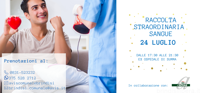 BRINDISI.EMERGENZA SANGUE NEL PERIODO ESTIVO