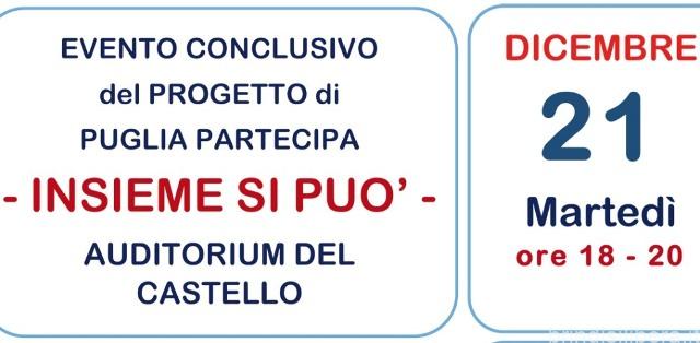 Mesagne (Br).Progetto “Insieme si può”: martedì 21 dicembre l’evento conclusivo