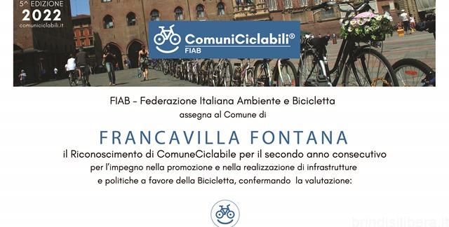 Francavilla Fontana si conferma Comune ciclabile