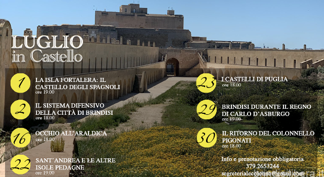 BRINDISI.La Cultura non va in vacanza –  Appuntamenti presso Forte a mare