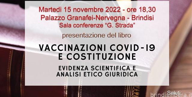 “VACCINAZIONI COVID-19 E COSTITUZIONE”: EVENTO FORMATIVO A BRINDISI MARTEDI 15 NOVEMBRE