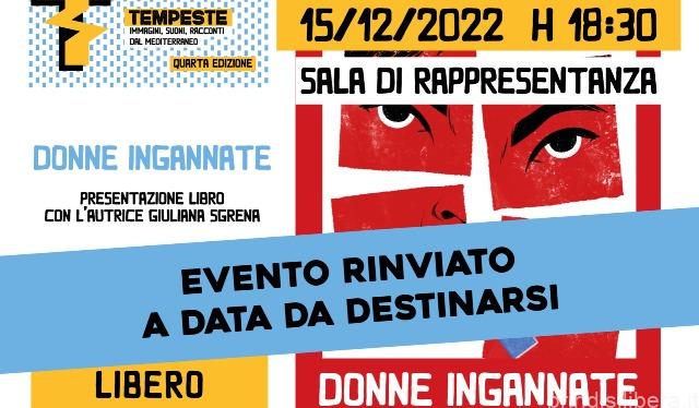 Fasano (Br).Rinviato a data da destinarsi evento Festival Tempeste con Giuliana Sgrena