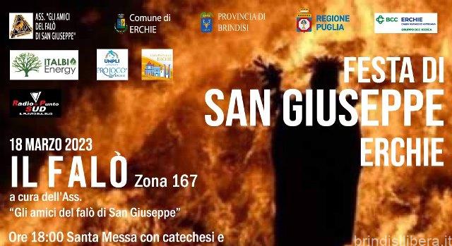 ERCHIE, RITORNA L’ANNUALE APPUNTAMENTO CON IL FALO’ E LE MATTRE DI SAN GIUSEPPE