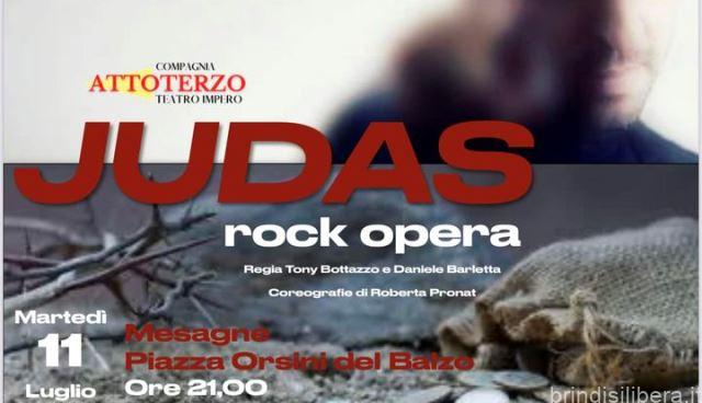 Judas Rock Opera, la compagnia “Atto Terzo” martedì 11 luglio in Piazza Orsini