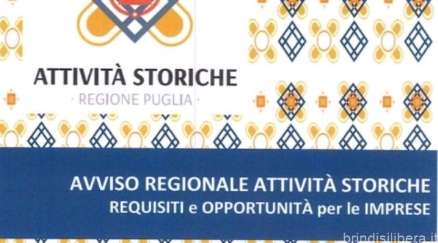 BANDO REGIONALE “INSEGNE STORICHE” – EVENTO A BRINDISI CON L’ASSESSORE LUCIANO LOIACONO.
