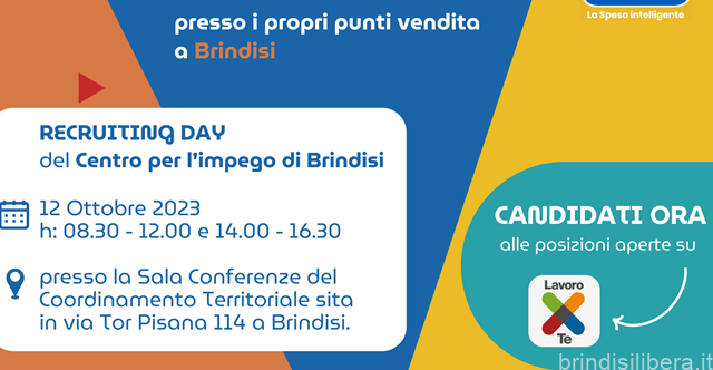 RECRUITING DAY PER EUROSPIN PUGLIA  ARPAL Puglia – Centro per l’impiego di Brindisi SELEZIONA