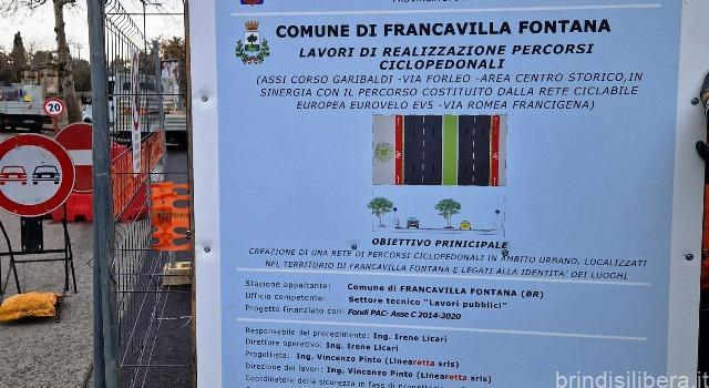 Francavilla Fontana (Br).Partito il cantiere dei percorsi ciclopedonali