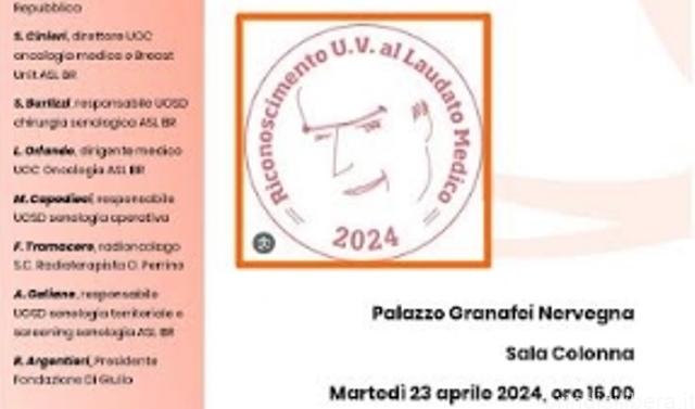 Martedì 23 aprile 2024 – Palazzo Granafei Nervegna: Celebrazione dei Successi della Breast Unit dell’Ospedale Perrino di Brindisi