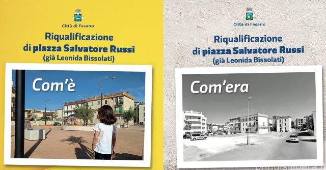 Fasano (Br).Terminata la riqualificata piazza Salvatore Russi si inaugura giovedì 20 giugno