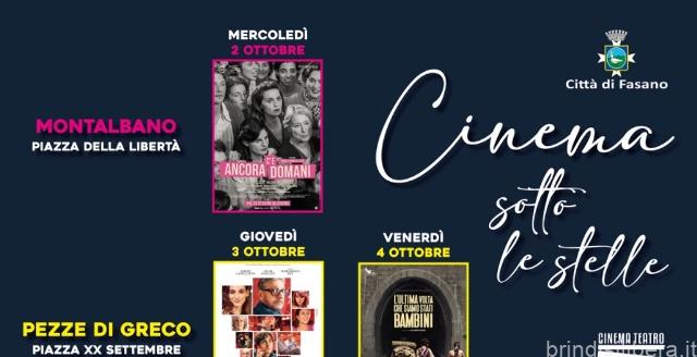 Fasano (Br).«Cinema sotto le stelle»: 6 appuntamenti nelle piazze del territorio