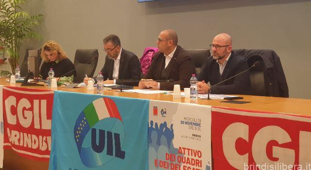 Brindisi, Cgil e Uil verso lo sciopero generale del 29 novembre: grande partecipazione all’attivo sindacale