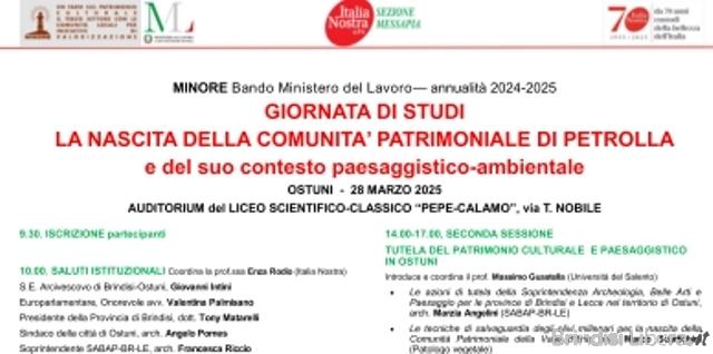 NASCE LA COMUNITÀ PATRIMONIALE DI PETROLLA in OSTUNI (Brindisi)