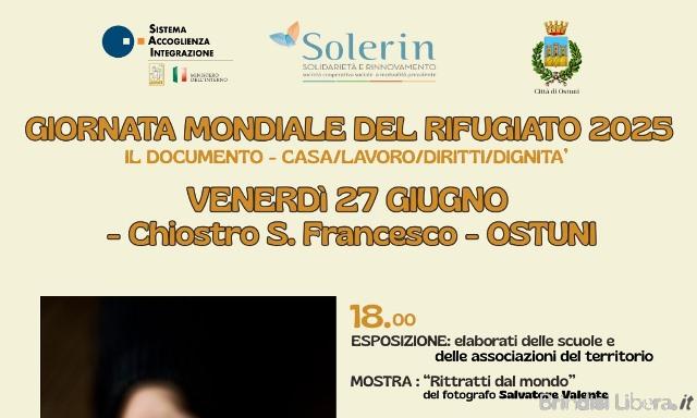 Ostuni, un incontro pubblico in prossimità  della Giornata Mondiale del Rifugiato