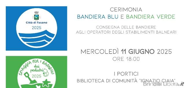 Cerimonia di consegna delle Bandiere Blu e Bandiere Verdi agli stabilimenti balneari di Fasano
