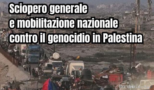 Brindisi: sit-in in Piazza della Vittoria per lo sciopero generale e la solidarietà con la Palestin