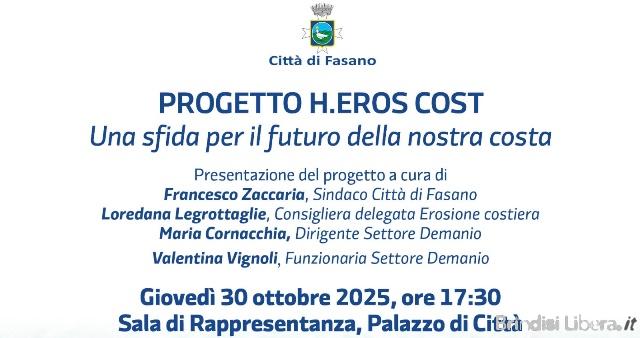 Fasano-Progetto H.EROS COST: 5 milioni per proteggere la costa di Torre Canne dall’erosione