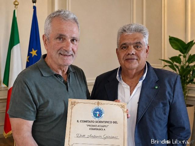 SICUREZZA STRADALE, IL BRINDISINO ANTONIO GIAIMIS NOMINATO AMBASCIATORE NAZIONALE ASSAPLI