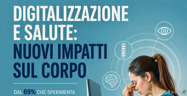 DIGITALIZZAZIONE E SALUTE: NUOVI IMPATTI SUL CORPO. DAL 69% CHE SPERIMENTA DISTURBI DA SCHERMO AL 64% DEI LUOGHI DI LAVORO CHE SEGNALA LA SEDENTARIETÀ PROLUNGATA