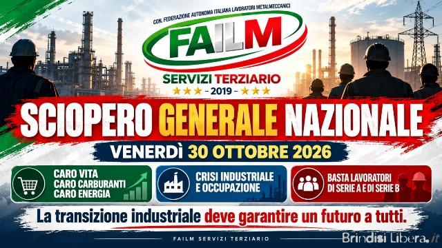 FAILM ADERISCE ALLO SCIOPERO GENERALE NAZIONALE DI TUTTE LE CATEGORIE PUBBLICHE E PRIVATE DEL 30 OTTOBRE 2026